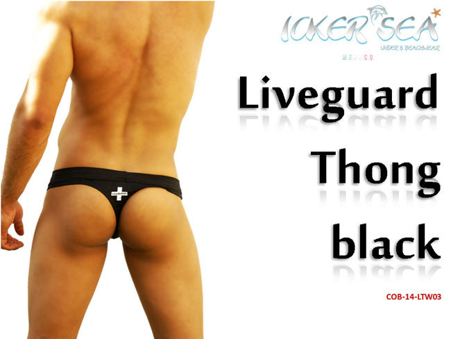 Icker Sea Lifeguard Tanga Thong Swimwear Black COB-14-LTW03