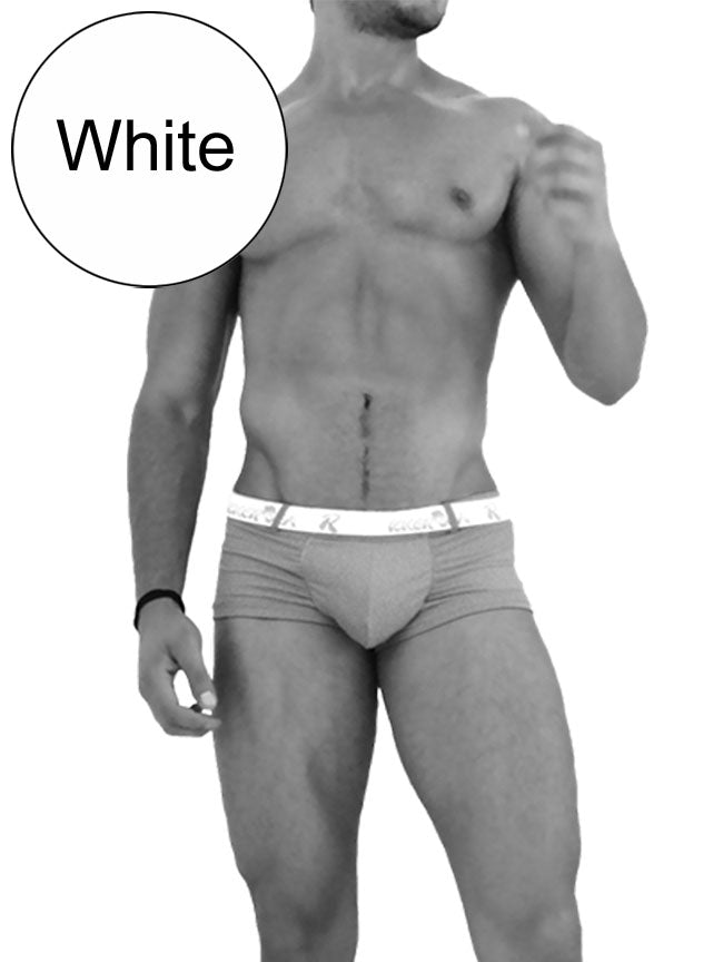 Icker Sea Sailor Belted Logo Square Cut Trunk Swimwear White COB-14-MC01