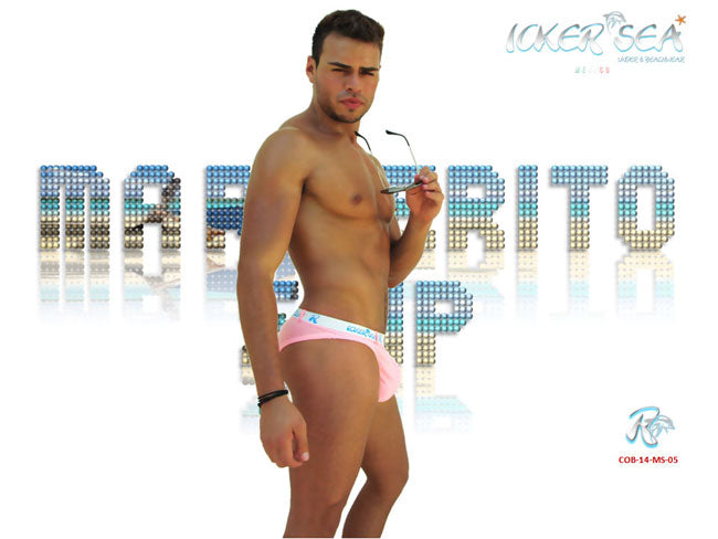 Icker Sea Sailor Belted Logo Slip Bikini Swimwear Pink/White COB-14-MS05