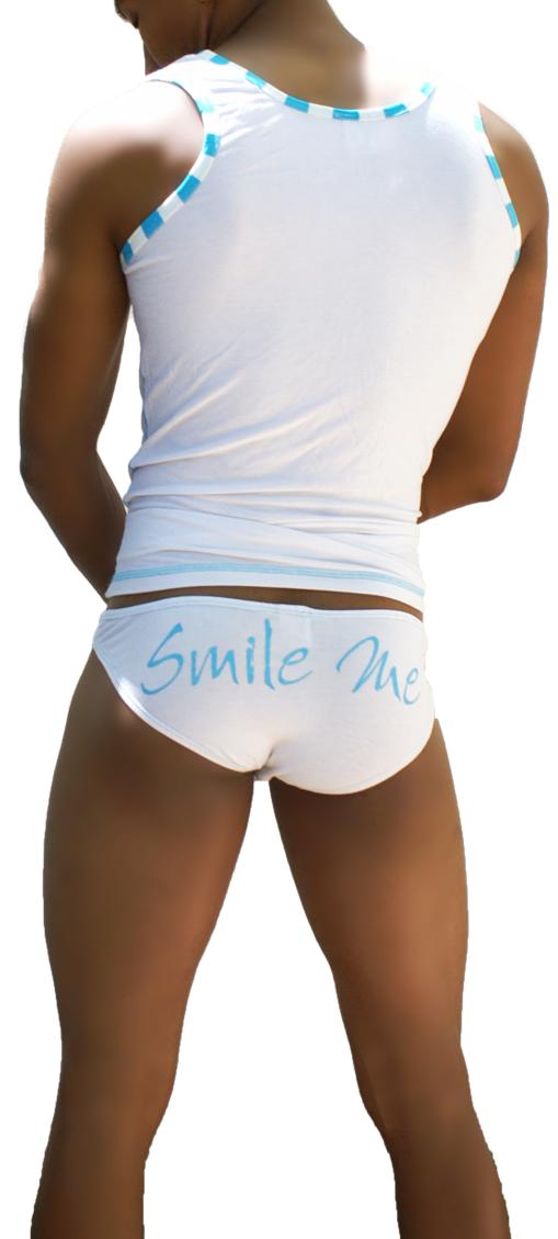 Icker Sea Smile Me Stripe Trim Tank Top T Shirt White COI-13-17