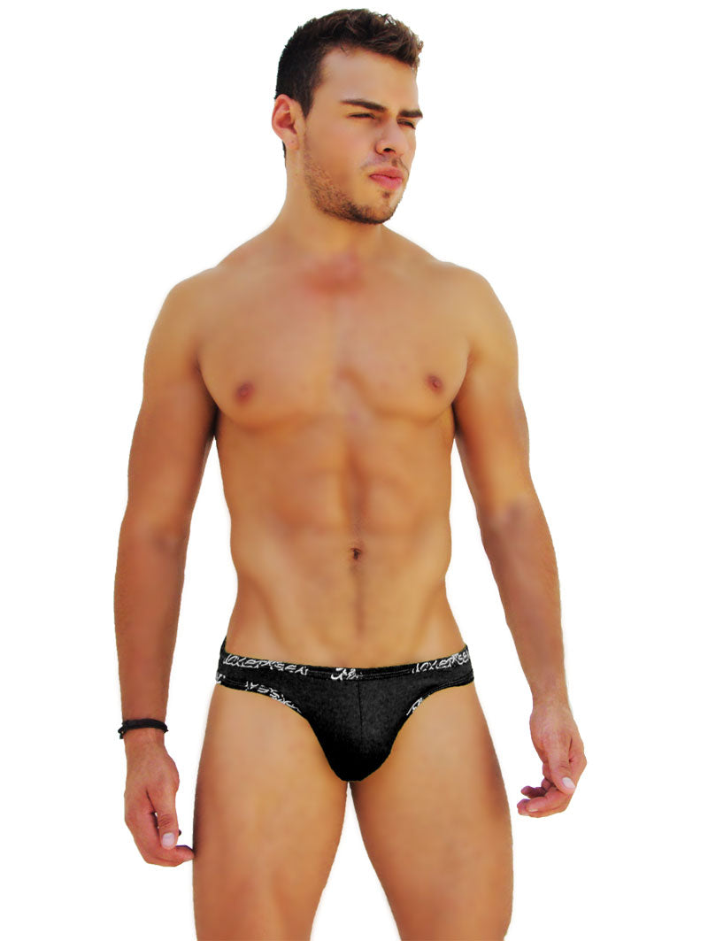 Icker Sea Logo Trim Kiss My Ass Slip Bikini Underwear Black COI-14-BLACK-02