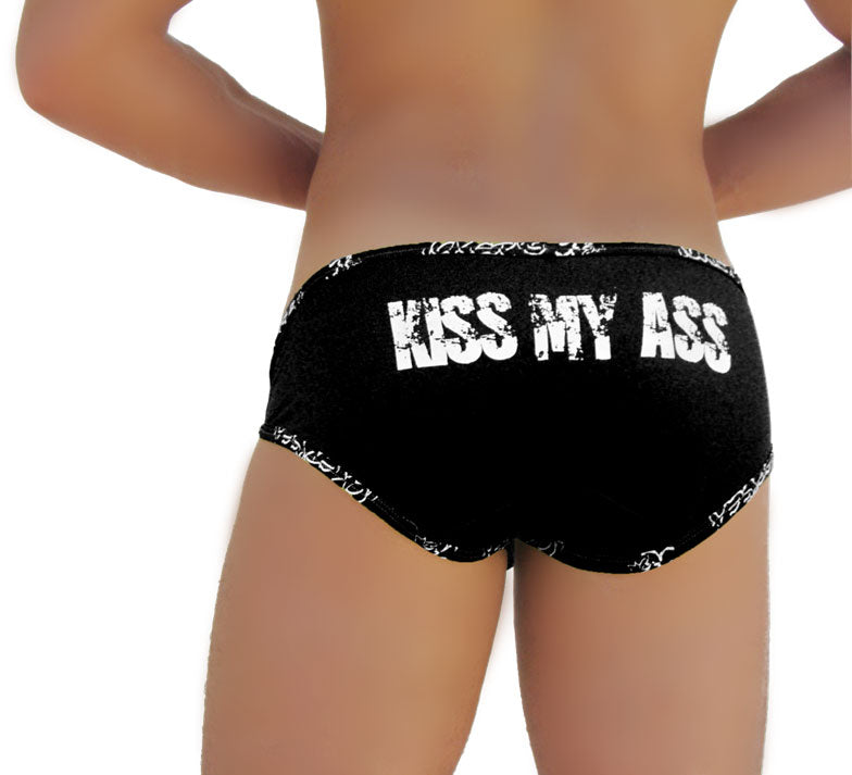 Icker Sea Logo Trim Kiss My Ass Brief Underwear Black COI-14-BLACK-03