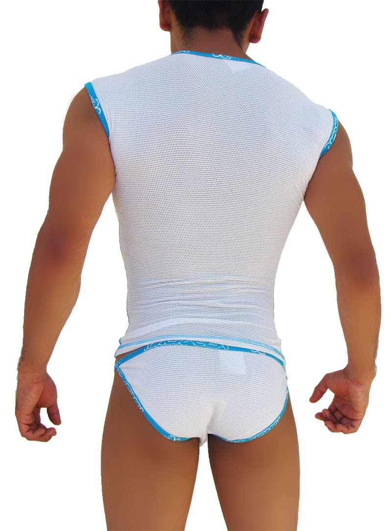 Icker Sea Fresh Dots Logo Trim Microslip Bikini Underwear Blue COI-14-FD-03