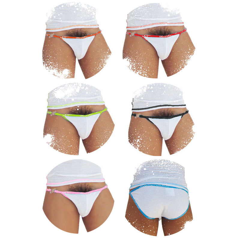 Icker Sea [Paquete de 6] Braguitas bikini microslip con ribete del logo Fresh Dots, colores surtidos COI-14-FD-03-PACK