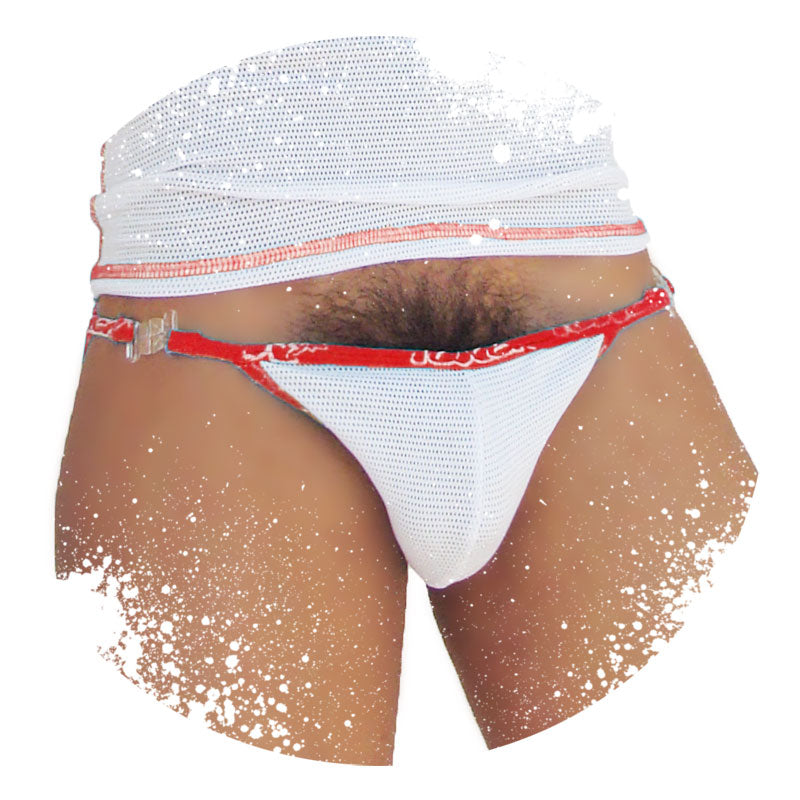 Braguita de bikini microslip con ribete de logo y lunares Icker Sea Fresh, color rojo COI-14-FD-03