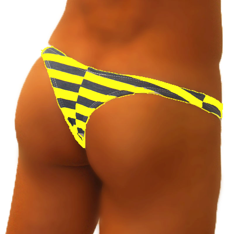 Tanga con aro en C y realce de rayas marineras Icker Sea, color mango COI-19-04