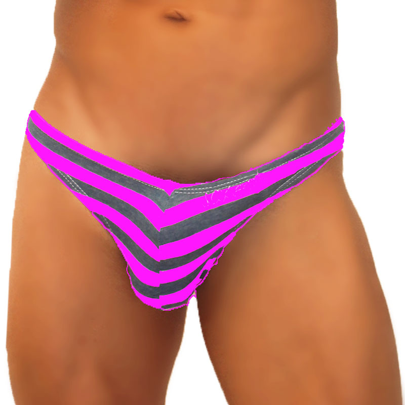 Braguita tanga Icker Sea Sailor Stripe Enhancement con aro en C, color morado COI-19-04