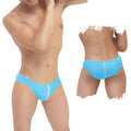 Bright blue icker sea contrast line slip bikini swimwear with white stitching and textured pattern
