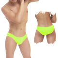 Neon green icker sea contrast line slip bikini swimwear swim trunks with white seam detail front view