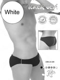 Black icker sea contrast line slip bikini swimwear with white side stripes for swimming and beachwear