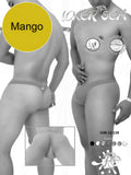 Mango icker sea contrast line thong swimwear in sheer skin tone with metallic logo at center front