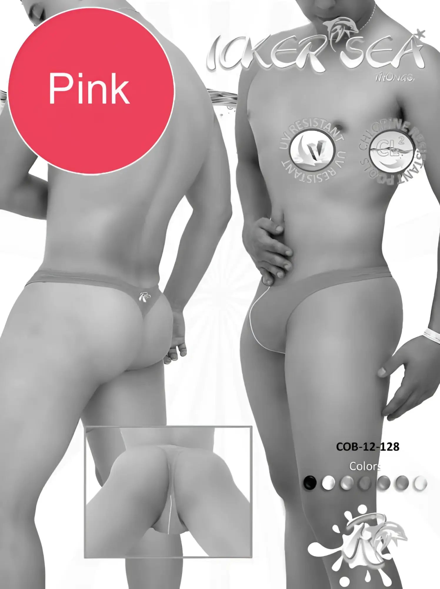 Icker Sea Contrast Line thong swimwear in pink with sleek minimalist design and subtle branding details