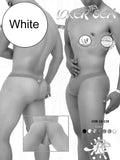 White men’s icker sea contrast line thong swimwear with subtle waistband logo in white for swimming use