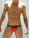 Red icker sea contrast microslip bikini underwear with black elastic waistband and white wicker branding and logos