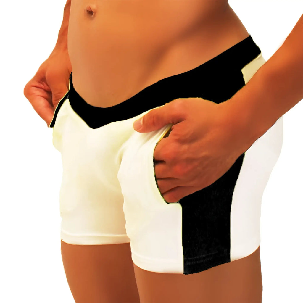 Icker Sea contrast side panel jock shorts black and white with contrasting waistband and side panel for athletic use