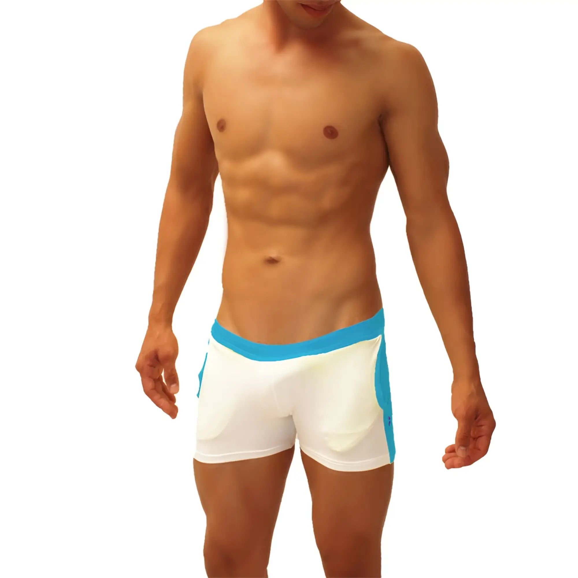 Icker Sea contrast side panel jock shorts in blue and white athletic fabric with snug fit and side panels
