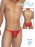 Icker sea red mesh micro slip bikini underwear with contrast white stitching along the side seam