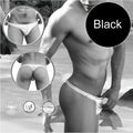 Black icker sea contrast stitching tanga thong swimwear with textured waistband front view