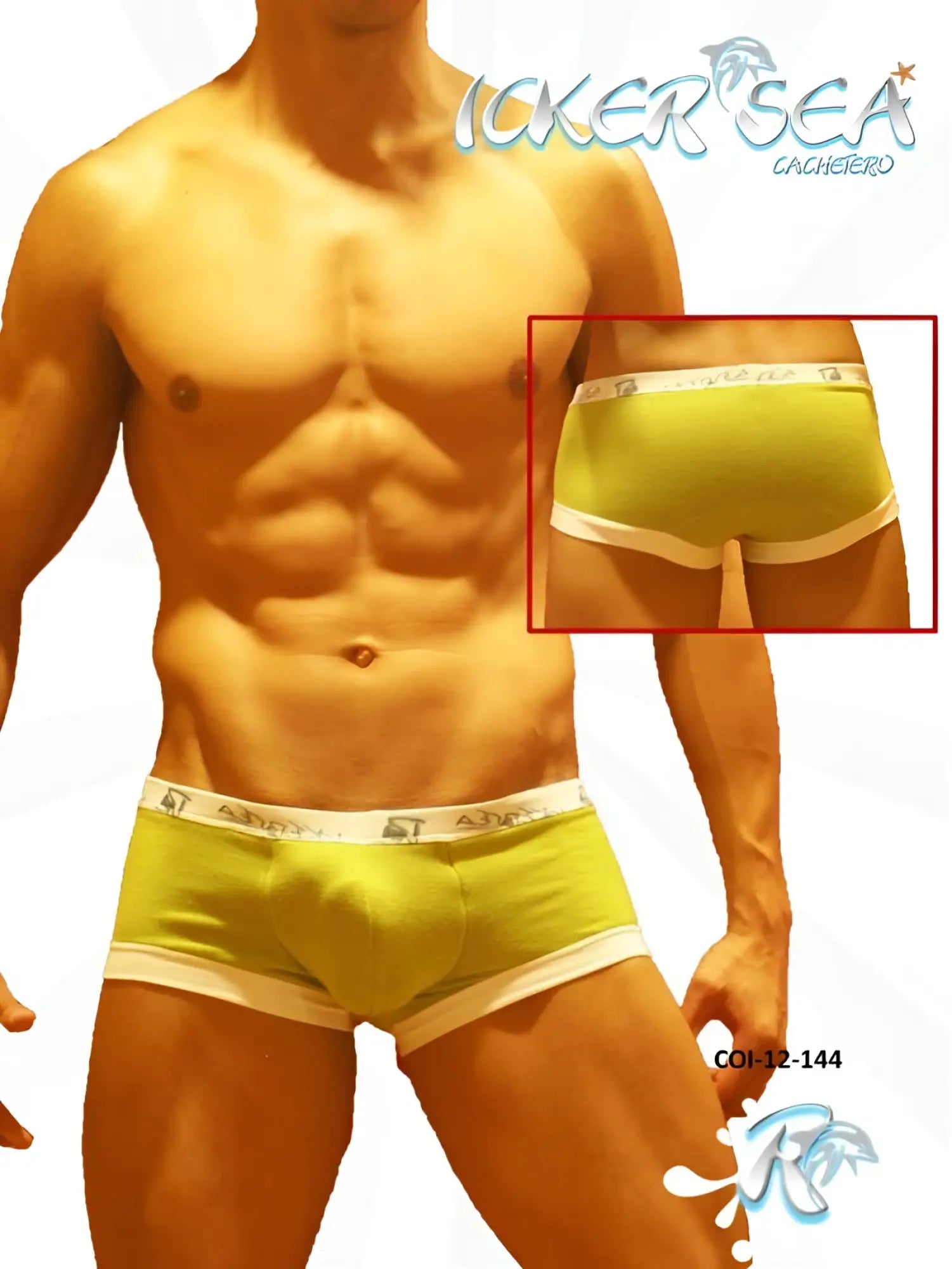 Icker Sea bright lime green boxer briefs with white contrast trim and subtle waistband logo for comfortable support