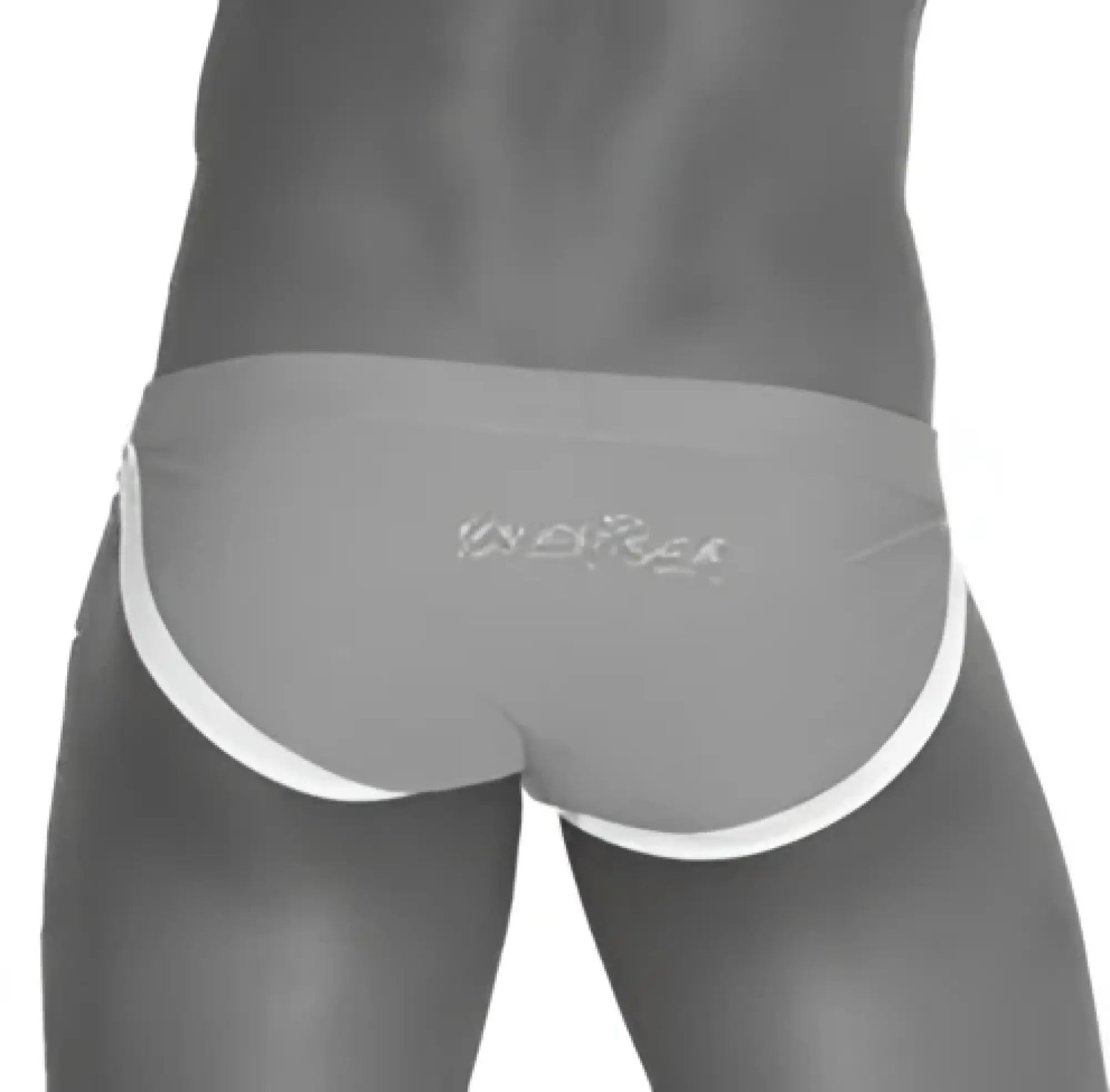 Gray briefs with white trim and subtle embroidered logo from icker sea contrast trim micro slip bikini swimwear blue cob-13-15