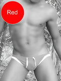 Icker Sea contrast trim micro slip bikini swimwear red with white side stripes and drawstrings in swim trunks style