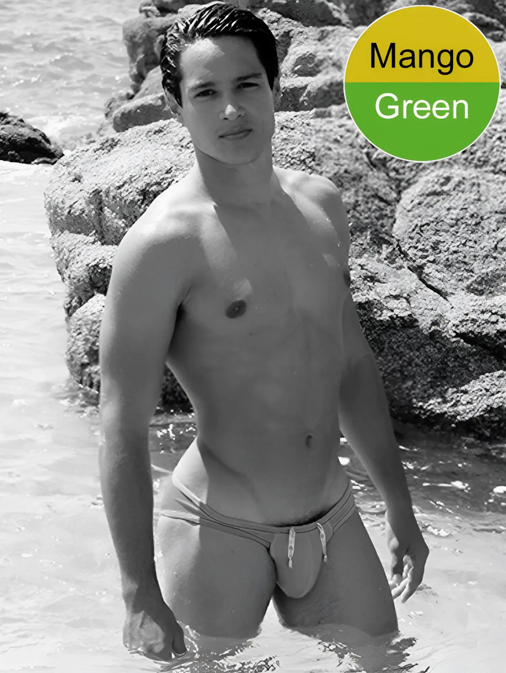 Mango green icker sea contrast trim mini brief bikini swimwear made for beach and pool use
