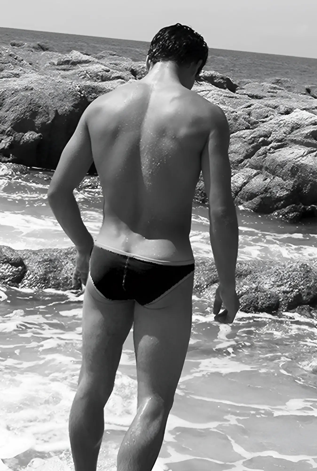 Black icker sea contrast trim mini brief bikini swimwear with simple fitted design in white and blue colors