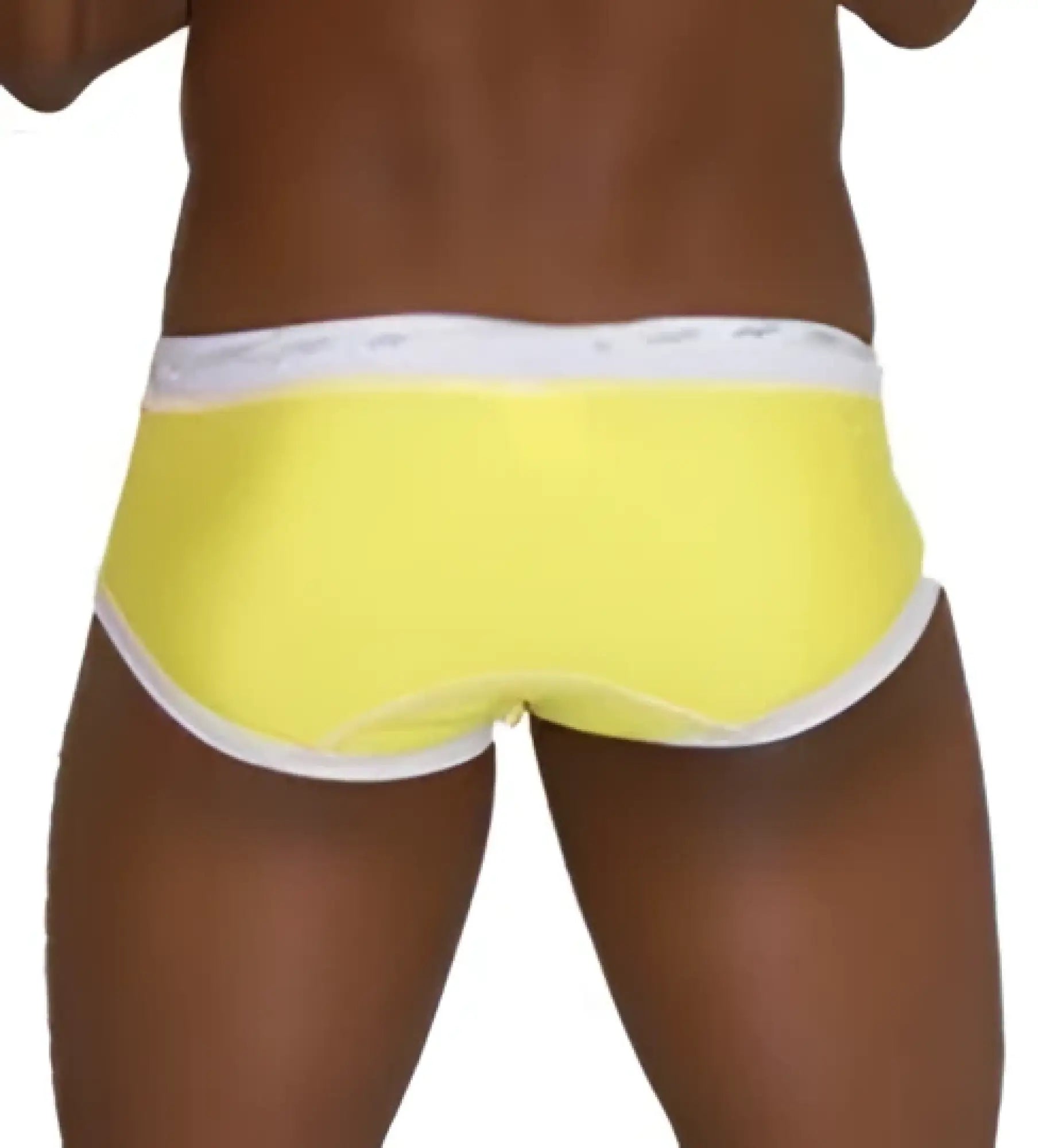 Bright yellow icker sea cord contrast trim and stitching bikini swimwear briefs with white elastic waistband mango white