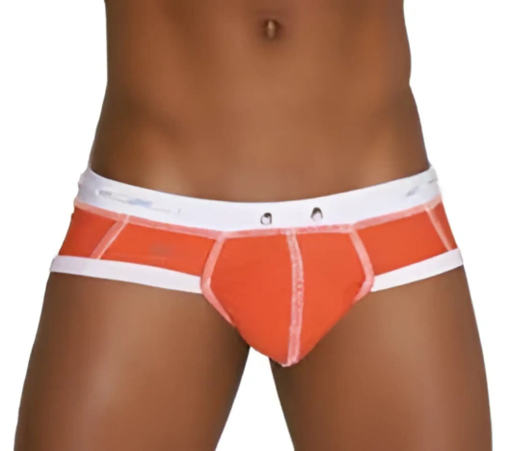 Icker Sea Cord contrast trim and stitching bikini swimwear in orange and white with snug fit and reinforced edges