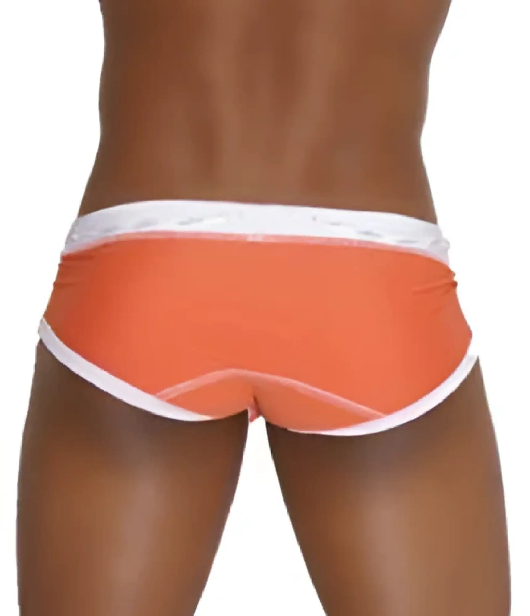 Orange briefs with white contrast trim and stitching from icker sea cord bikini swimwear cob-13-34