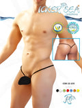 Back view of icker sea cup micro g string swimwear in black with sleek design and thin elastic straps