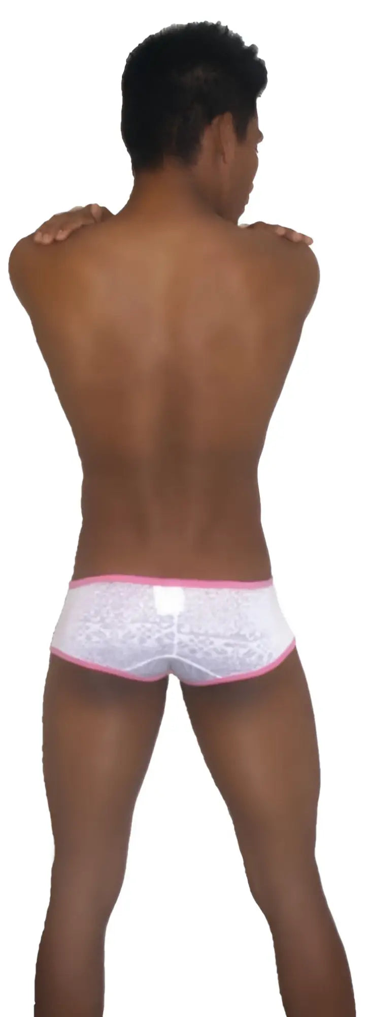 White lace briefs with pink trim from icker sea devoured boxer brief underwear pink white coi-13-08 product