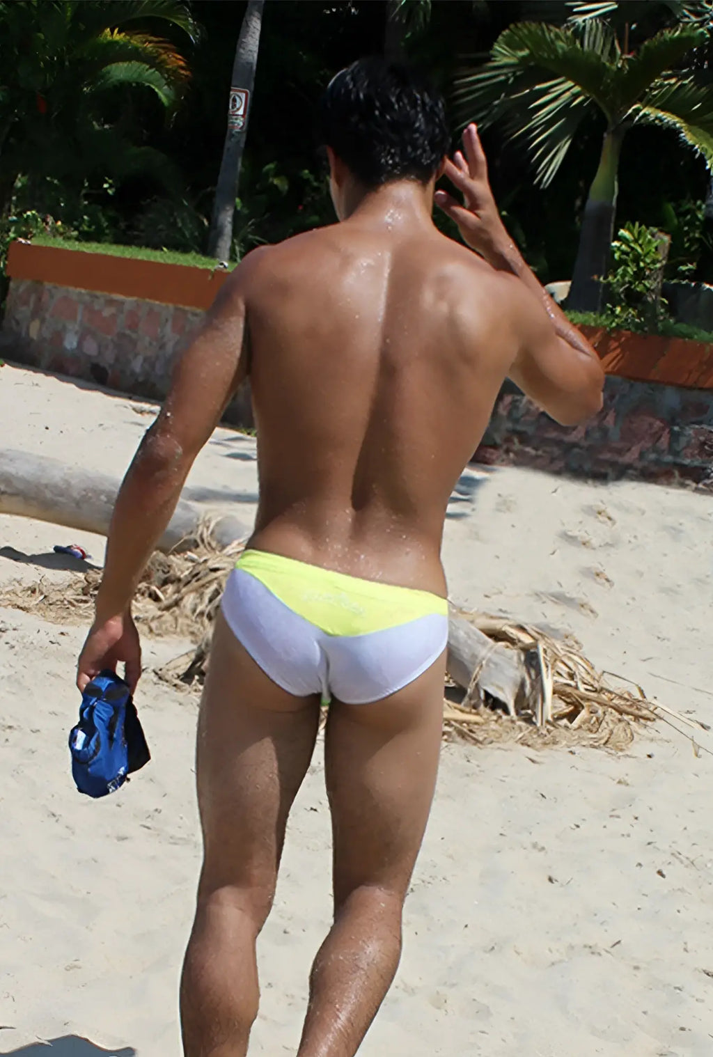 Icker Sea Duotone bikini swimwear mango COB-15-22 bright yellow and white two-tone swim trunks for beachwear
