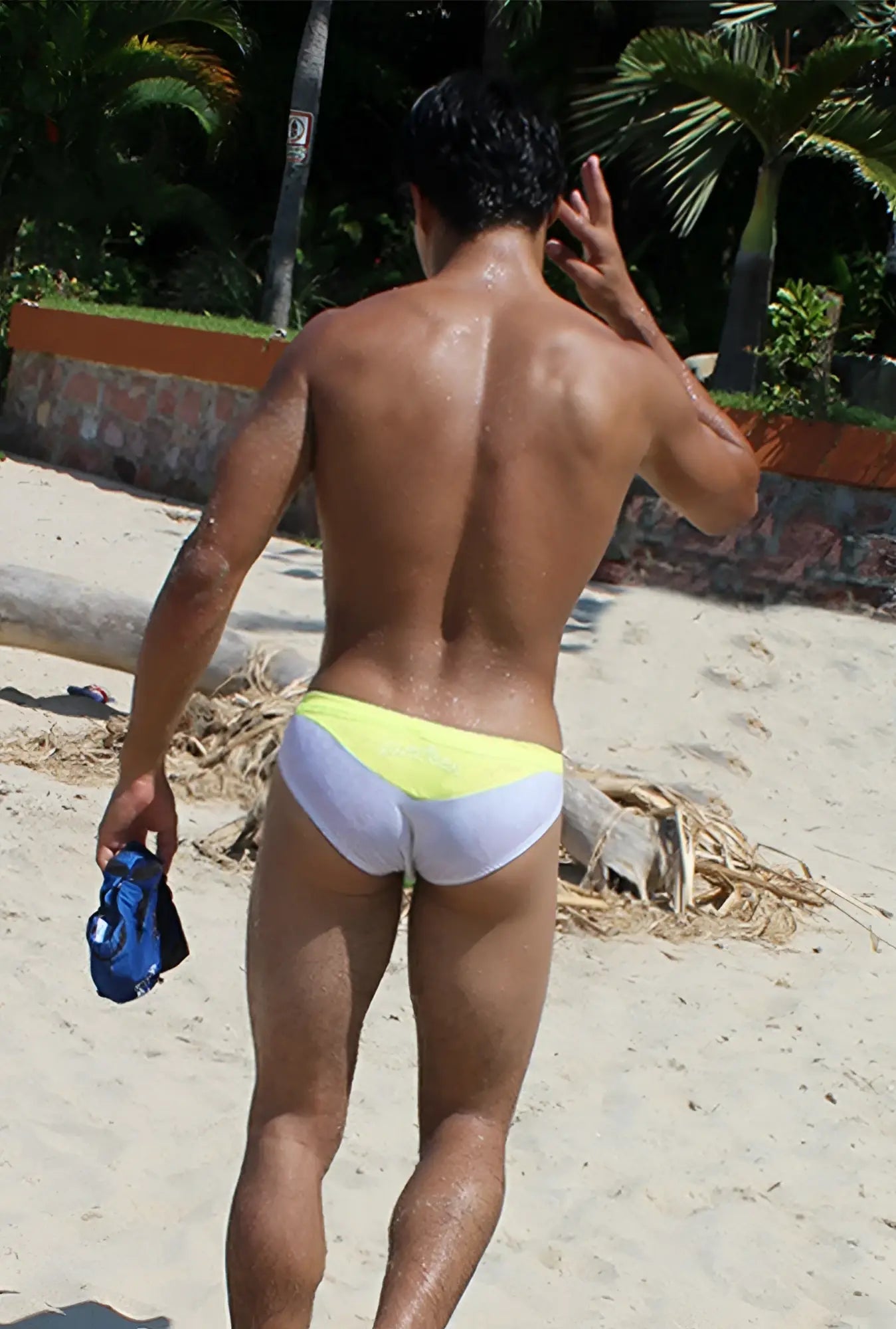 Icker Sea Duotone bikini swimwear mango COB-15-22 bright yellow and white two-tone swim trunks for beachwear