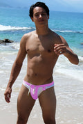 Pink and white swim trunks with zipper detail from icker sea duotone bikini swimwear pink cob-15-22