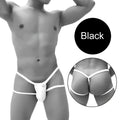 Black and white icker sea enhancement micro jock thong underwear with supportive contoured design back view