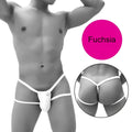 Men’s fuchsia icker sea enhancement micro jock thong jock strap underwear with white front pouch and waistband