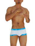White mesh boxer briefs with bright blue elastic waistband and joker logo trim underwear icker sea fresh dots