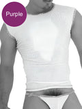 Icker Sea purple mesh tank top with fresh dots logo and lace trim perfect for casual summer wear