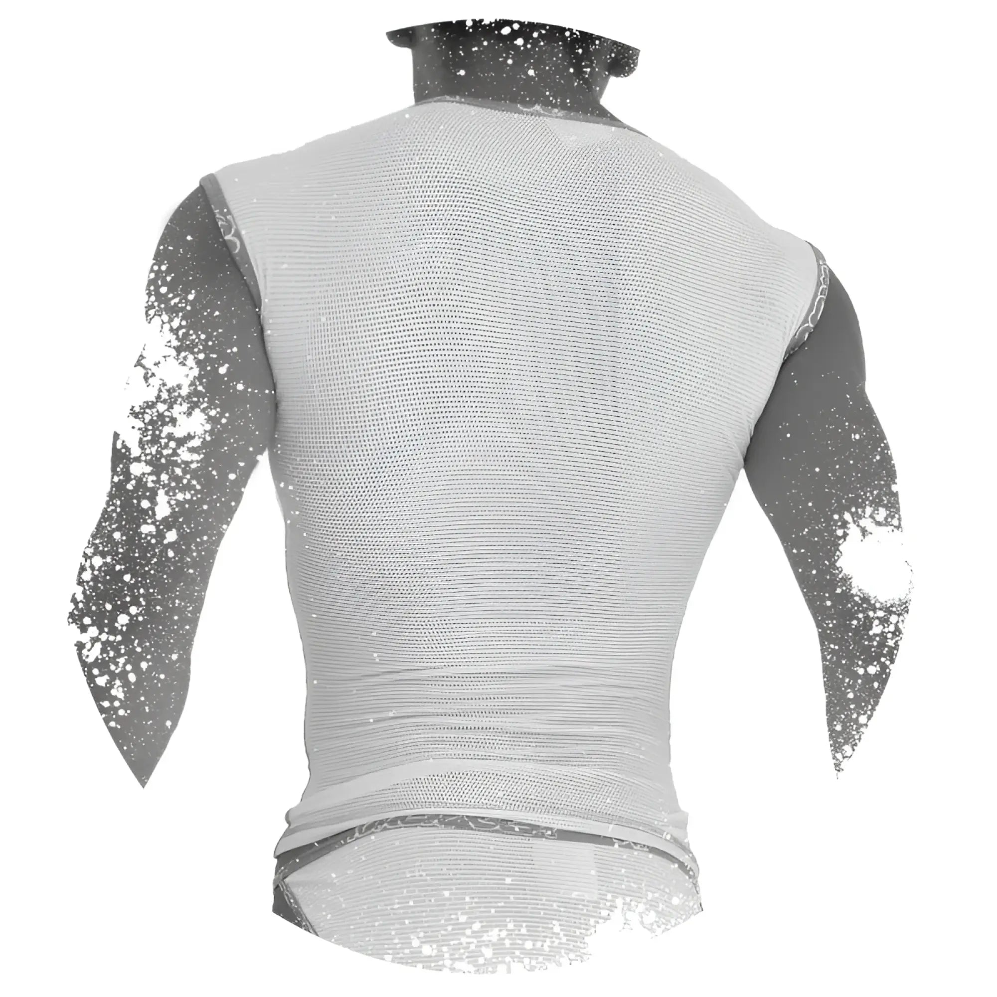 White mesh sleeveless muscle top with fitted design and fresh dots logo trim by icker sea in purple