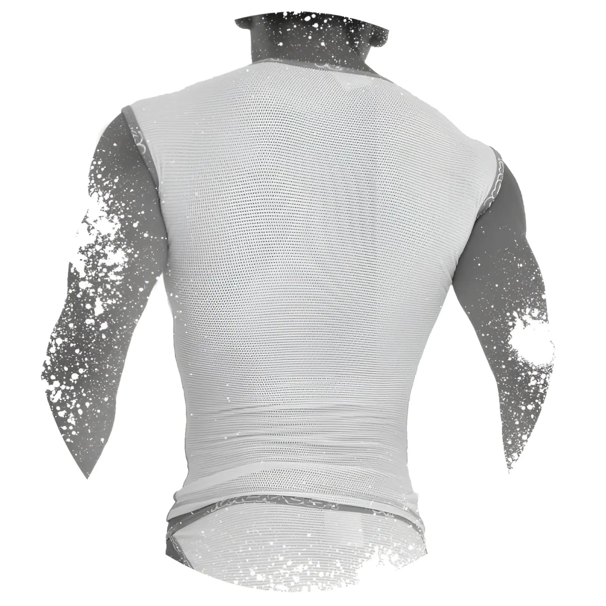 White mesh sleeveless fitted muscle top with fresh dots logo trim by icker sea in red co i 14 fd 04