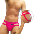 Icker Sea Hoops jock string underwear in bright fuchsia with cut-out side panels and a black brand tag