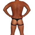 Icker Sea jock thong underwear black with two wide supportive straps wrapping around the hips shown from back