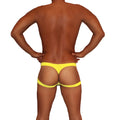 Bright yellow icker sea jock thong underwear with low-rise fit wide waistband and leg straps in mango color