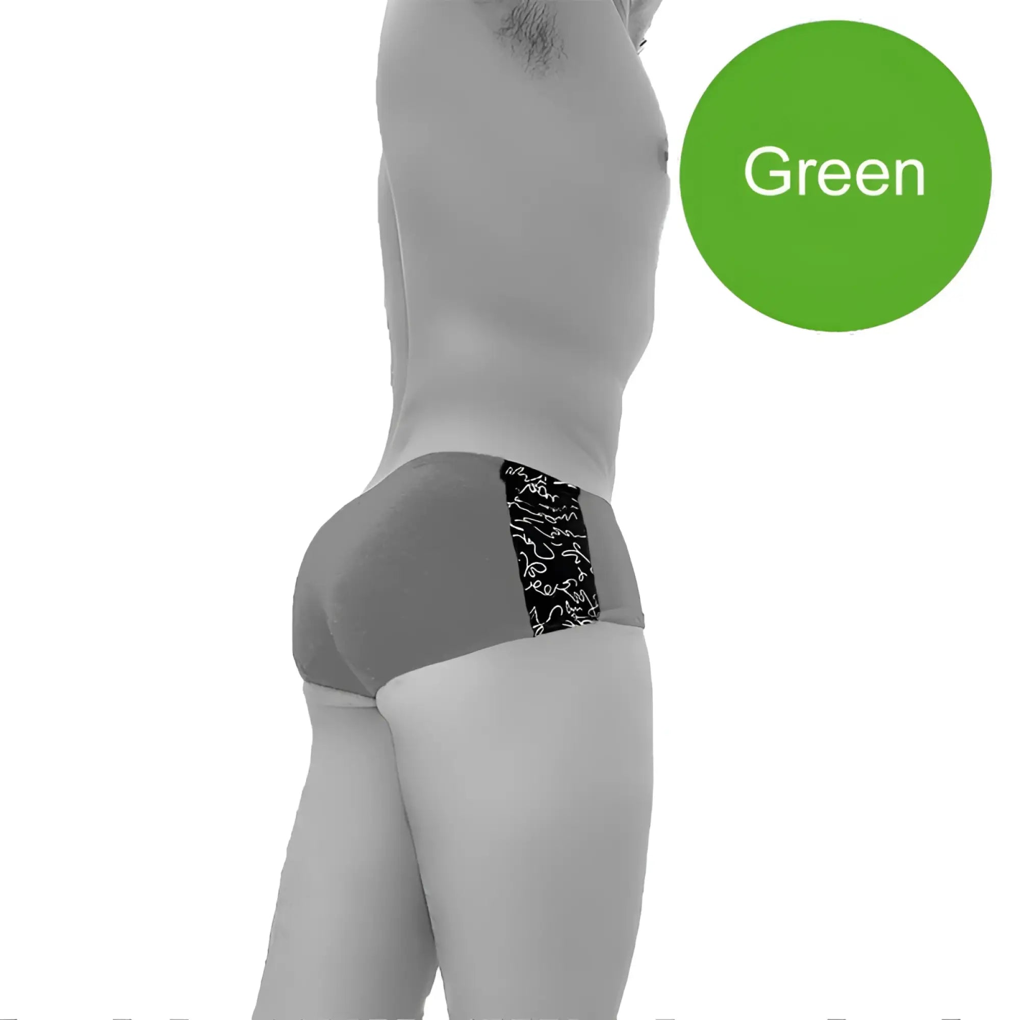 Icker sea letters mini boxer brief underwear green with black and white abstract side design for comfortable wear