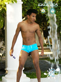Icker sea lifeguard brazilian square cut swim trunks in bright blue with white drawstrings and front logo