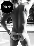 Black icker sea lifeguard jock brief swimwear with cutout design and jock strap in breathable fabric