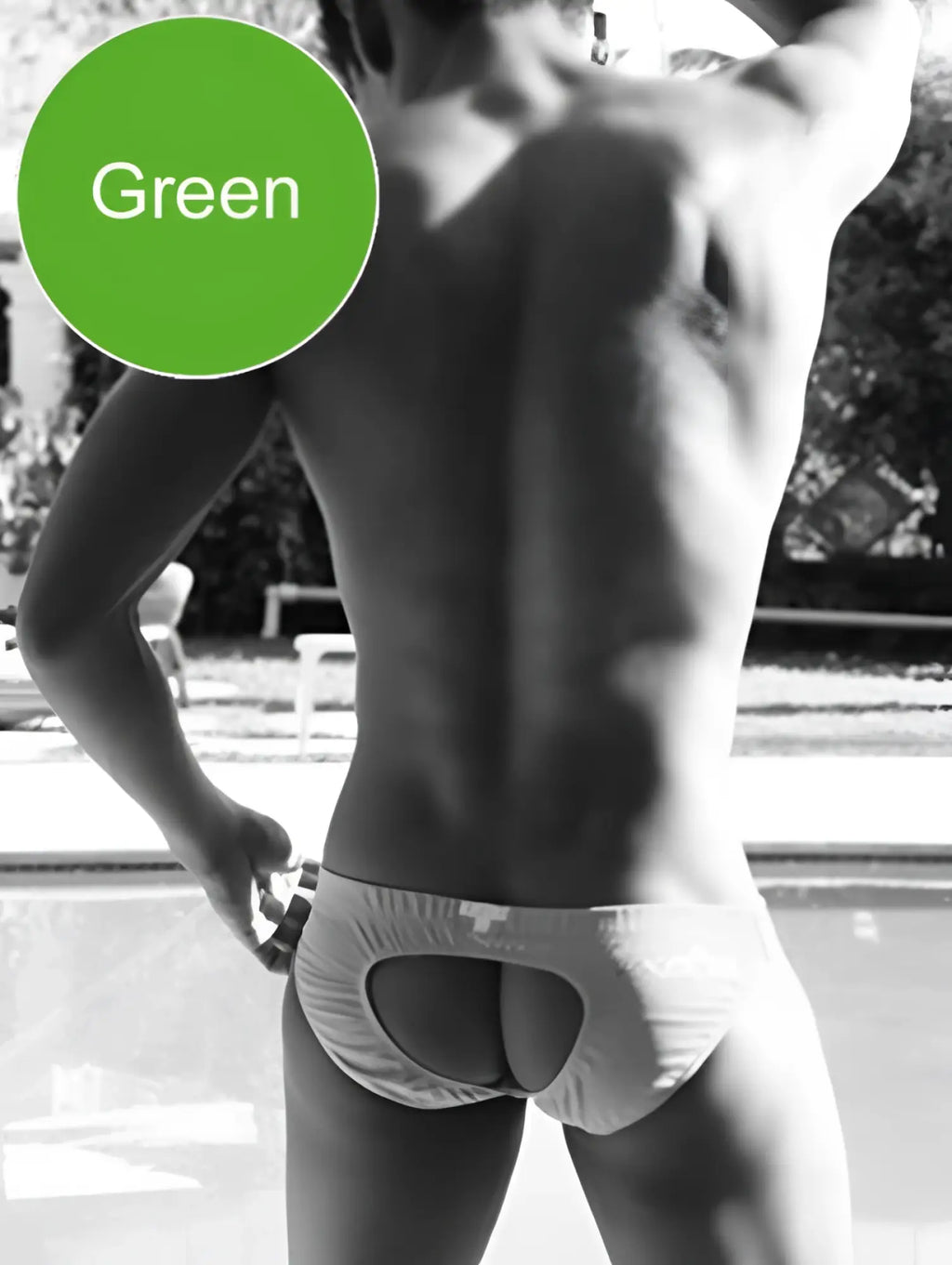 Green icker sea lifeguard jock brief swimwear with cutout design for men in vibrant green color