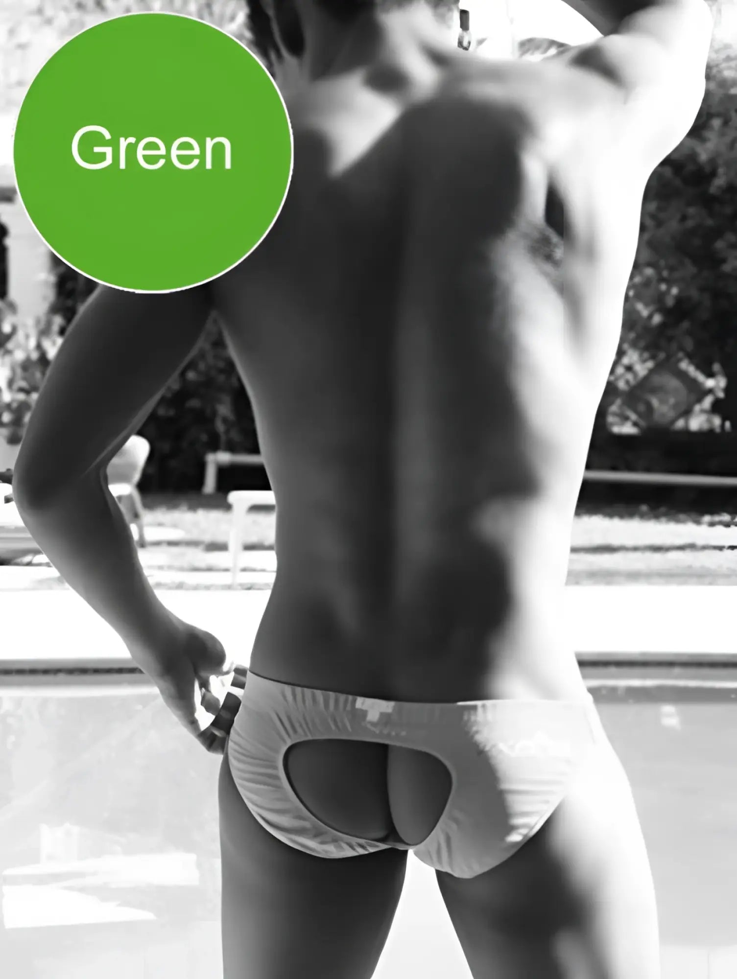 Green icker sea lifeguard jock brief swimwear with cutout design for men in vibrant green color
