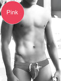 Icker Sea Lifeguard Stitching Tanga Thong swimwear in pink with white drawstrings and a subtle front logo